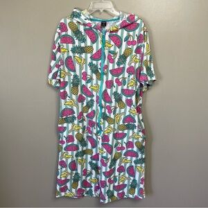 Top Drawer Men's Large Lounge Party Romper - Summer Camp Tropical Fruit Print